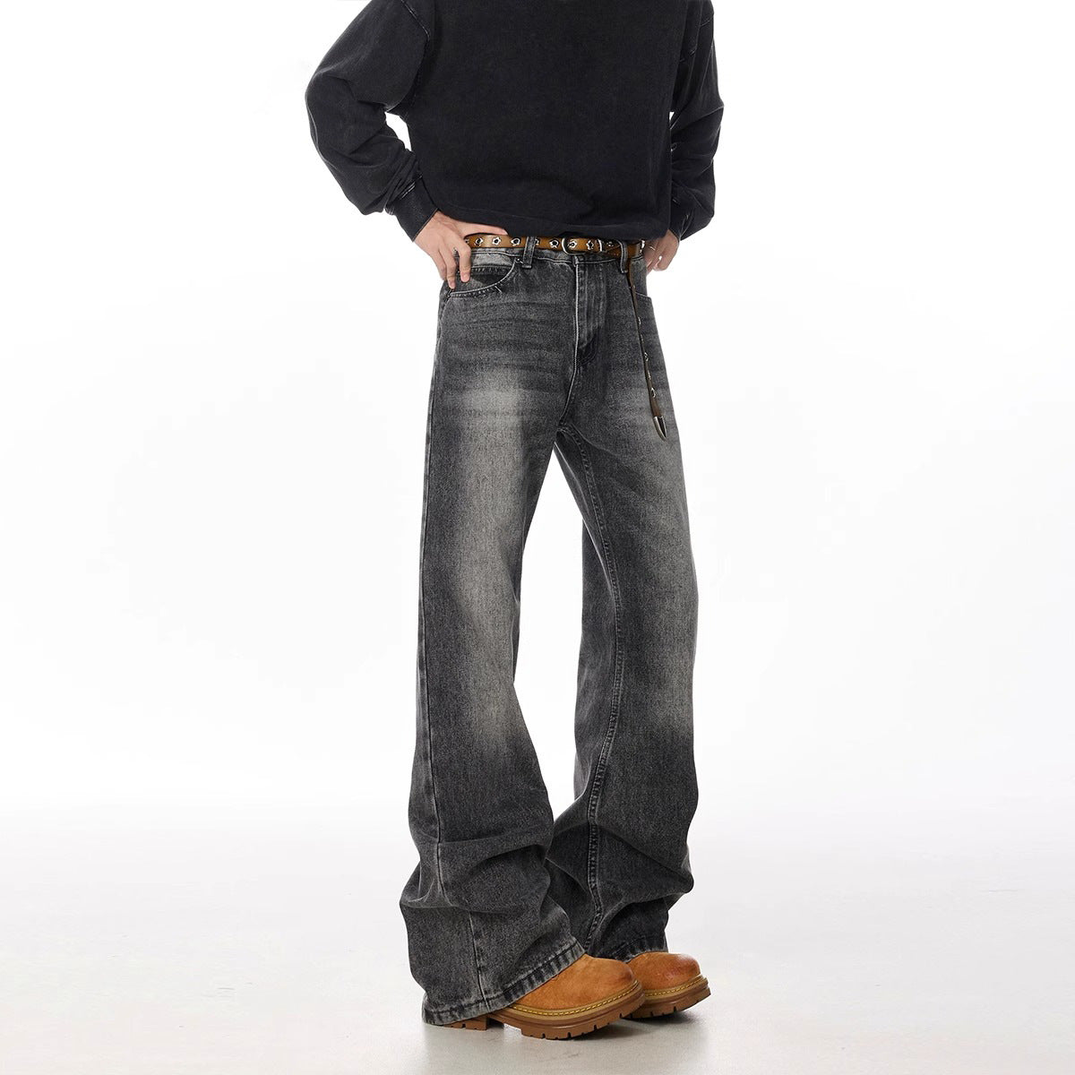 Retro Straight Leisure Washed-out Smoky Gray Jeans Lootquake LLC