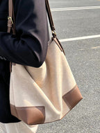 Large capacity suede hobo bag, female contrasting shoulder bag, underarm bag, slouchy bag