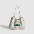 Large Capacity hobo bag with Embroidered Dog pattern, Shoulder bag Nylon, Shoulder Underarm Bag, Commuter hobo Bag Female