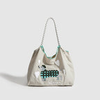 Large Capacity hobo bag with Embroidered Dog pattern, Shoulder bag Nylon, Shoulder Underarm Bag, Commuter hobo Bag Female