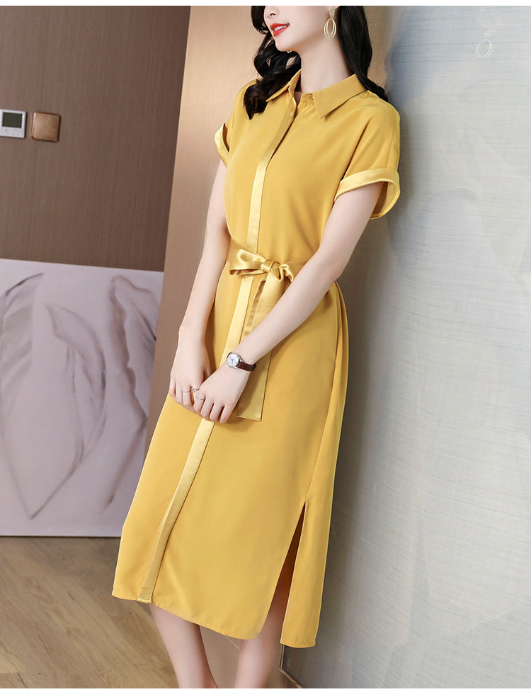 Womens Summer Silk Short Sleeve Midi Dresses SHOMICOBOUTIQUE