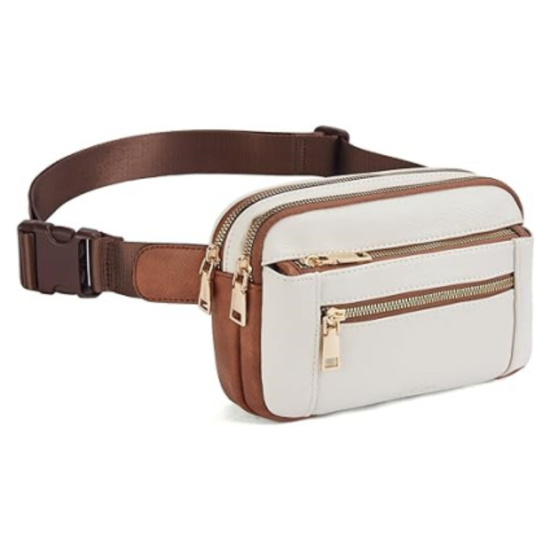 Versatile PU Splicing Fanny Pack – Crossbody Breast Bag, Waist Bag for Travel & Sports, Chest Purse, Belt Bag with Multiple Uses - SJB-DIAMOND ELITES