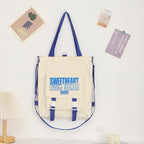 Carry letter pattern printed canvas bag, student shoulder canvas bag, shopping bag with zipper, tote canvas bag