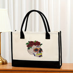 Canvas tote bag, large capacity printed tote bag women's, fashionable waterproof portable shopping bag - SJB-DIAMOND ELITES