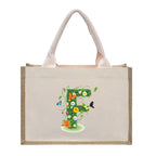 Cotton and linen canvas tote bag, printed letter tote bag, portable light handbag, gift shopping bag - SJB-DIAMOND ELITES