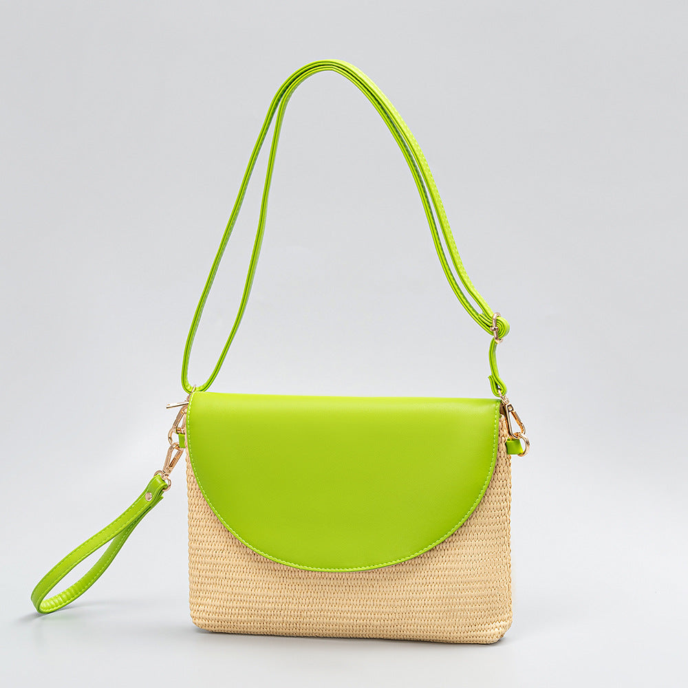 Holiday straw bag, small solid color shoulder bag, small crossbody beach bag, seaside beach bag evening clutch woven bag women - SJB-DIAMOND ELITES