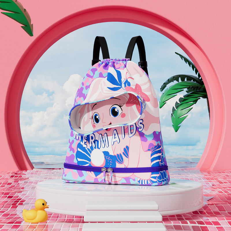 Children's swimming bag, wet and dry separation toilet bag, large-capacity swimming storage bag, beach storage bundle backpack. - SJB-DIAMOND ELITES