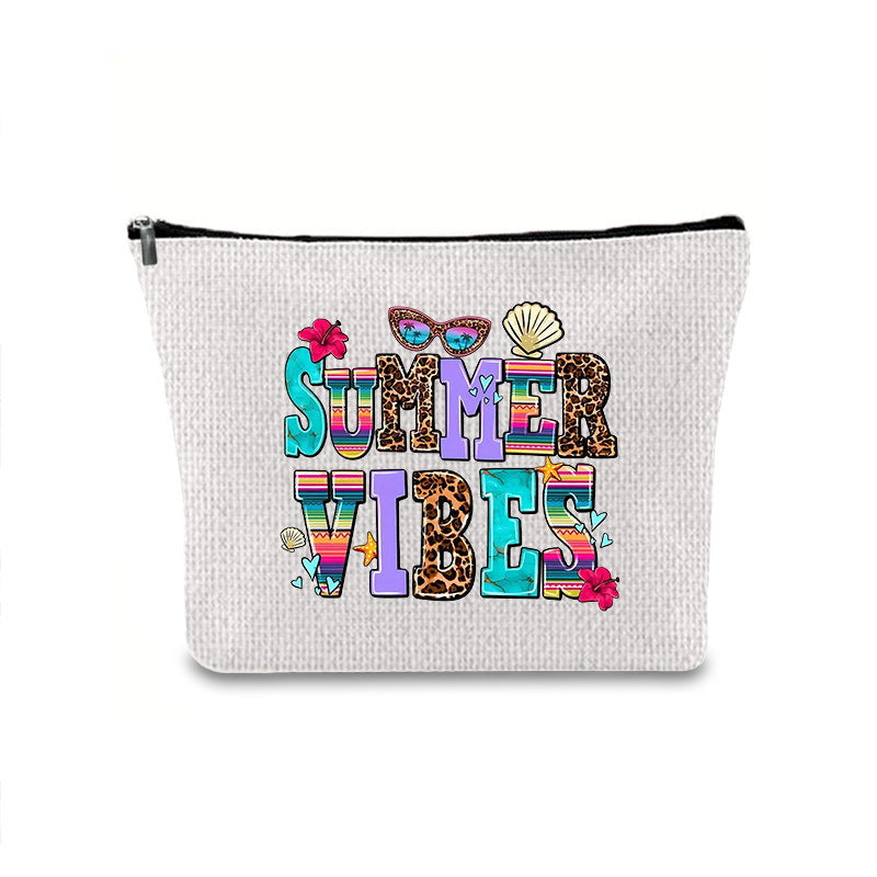 Linen printed cosmetic bag, cosmetic lipstick storage bag, small simple zipper evening clutch bag, - SJB-DIAMOND ELITES
