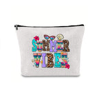 Linen printed cosmetic bag, cosmetic lipstick storage bag, small simple zipper evening clutch bag, - SJB-DIAMOND ELITES
