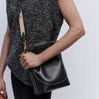 Elegant Bundle Closure Portable Hobo Bag - Stylish Crossbody Broadband Drawstring Bucket Bag