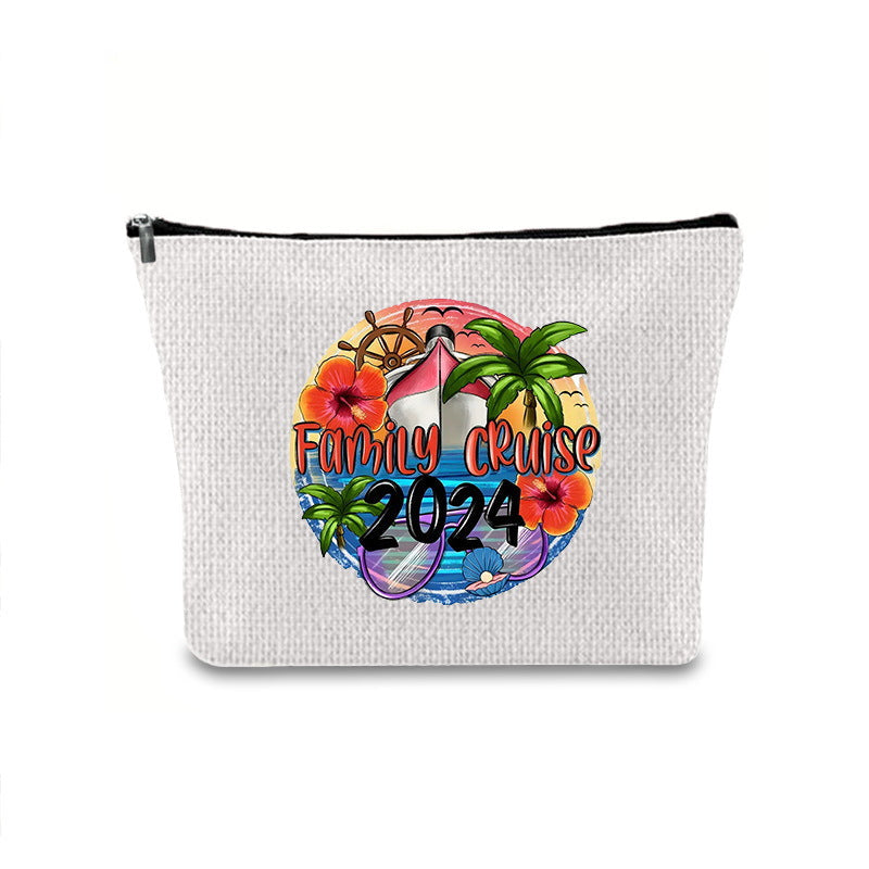 Linen printed cosmetic bag, cosmetic lipstick storage bag, small simple zipper evening clutch bag, - SJB-DIAMOND ELITES