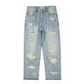 Water Washed Hole Retro Street Wide Leg Jeans Lootquake LLC