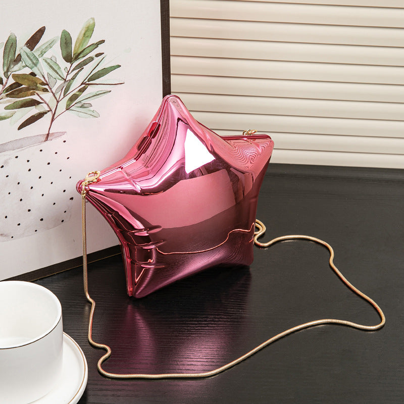 Silver Pentagram Chain evening Bag, Acrylic Mini Change, Key Lipstick Purse, Crossbody Prom Bag, Party Purse, Prom Bags Clutch, Wedding Purse - SJB-DIAMOND ELITES