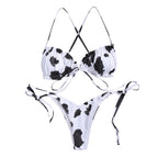 Swimsuit sexy lace-up women's print bikini bikini split swimsuit