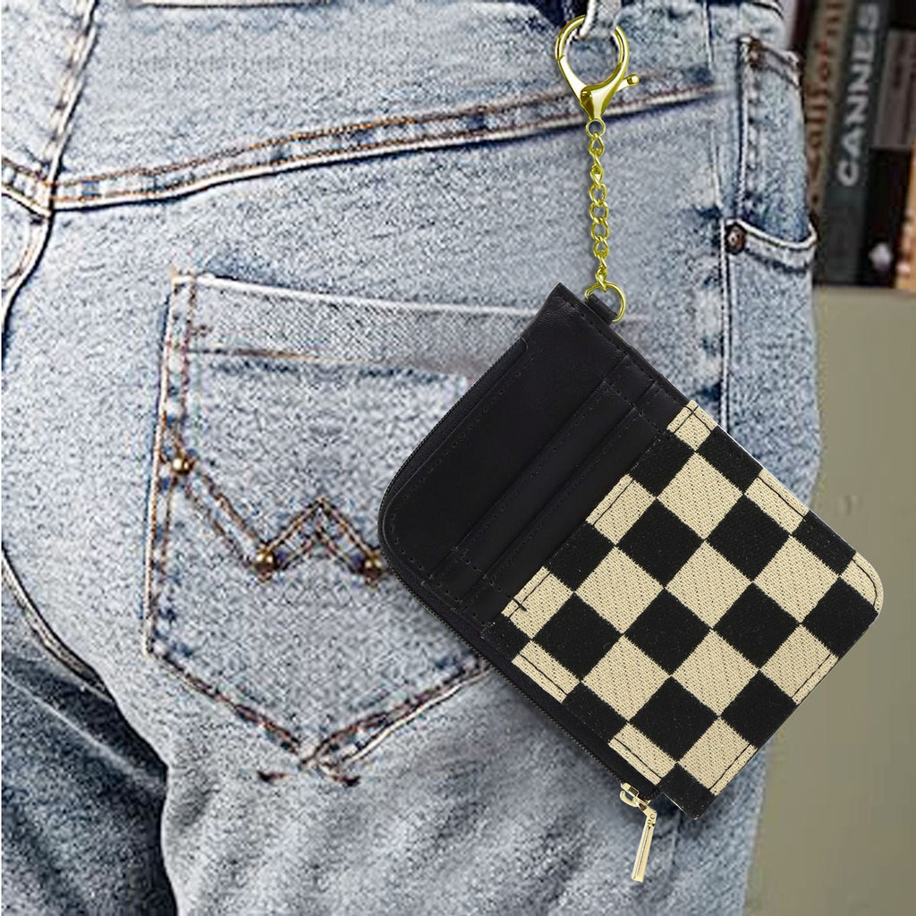Retro plaid card bag wallet, change bag multi-card slot bank card simple microfiber holder - SJB-DIAMOND ELITES