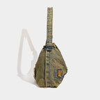 Large capacity hobo shoulder tote bag, retro denim bag, stylish crossbody bag, rivet design shoulder bag - SJB-DIAMOND ELITES