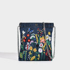 Mini embroidered denim bag, Street stylish student flower three-dimensional shoulder bag, design underarm bag - SJB-DIAMOND ELITES