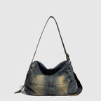 Washed old denim hobo bag, large capacity hobo shoulder bag, sweet cool babes underarm Retro denim shoulder bag - SJB-DIAMOND ELITES