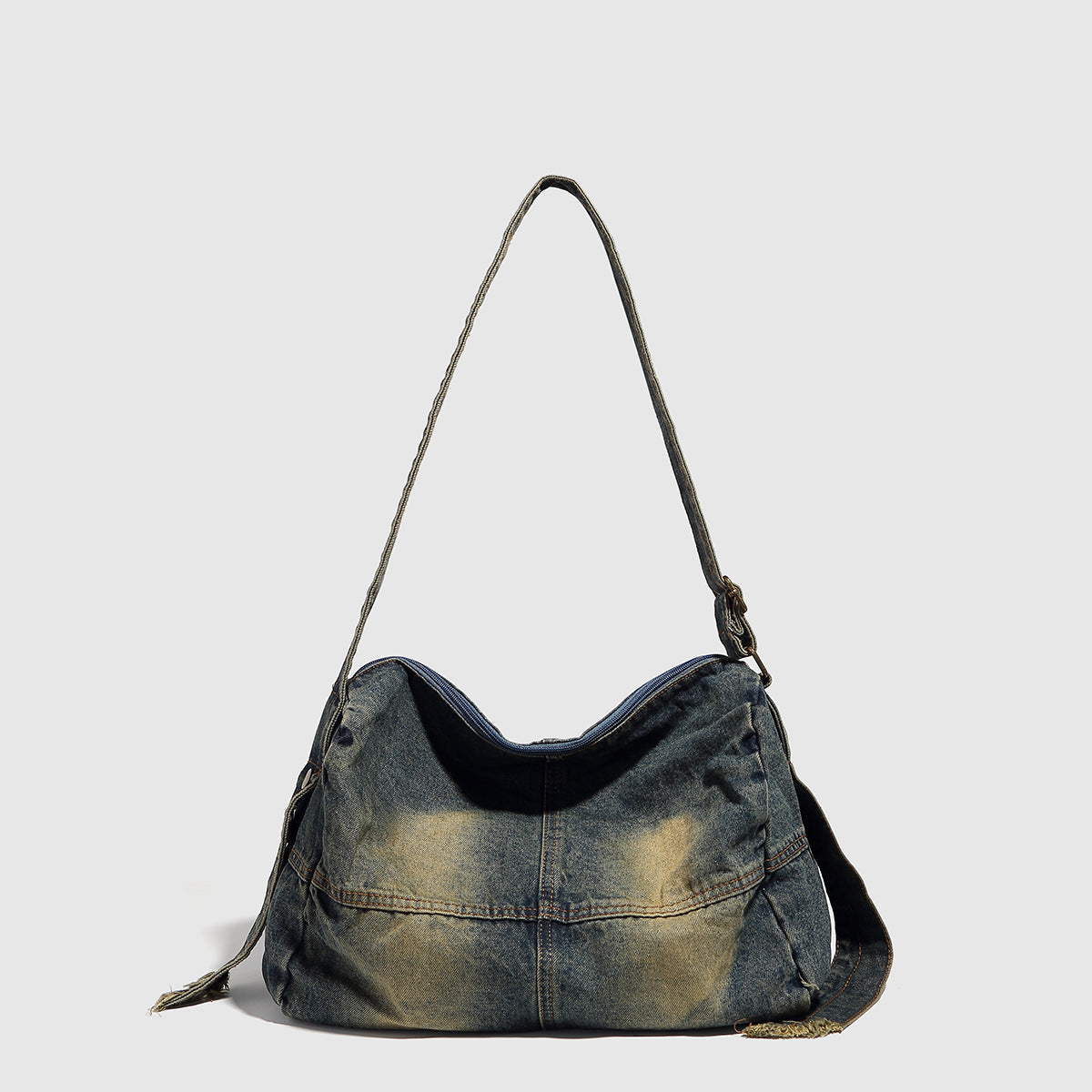 Washed old denim hobo bag, large capacity hobo shoulder bag, sweet cool babes underarm Retro denim shoulder bag - SJB-DIAMOND ELITES