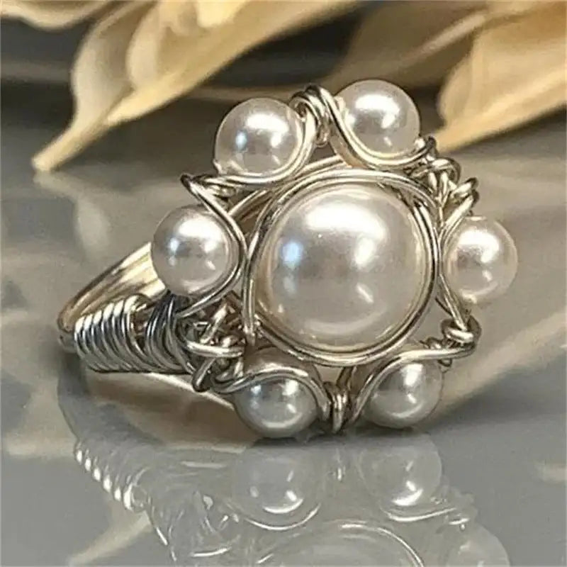 Entry Lux Inlaid Pearl Exquisite Ring Lootquake LLC