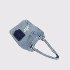 Washed denim underarm bag, Spice girl sweet cool retro hobo bag, fashionable splicing shoulder bag, versatile hobo women's bag - SJB-DIAMOND ELITES