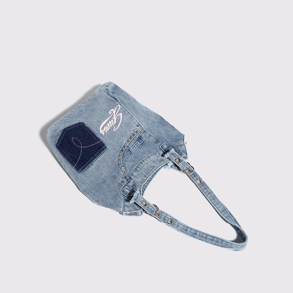 Washed denim underarm bag, Spice girl sweet cool retro hobo bag, fashionable splicing shoulder bag, versatile hobo women's bag - SJB-DIAMOND ELITES