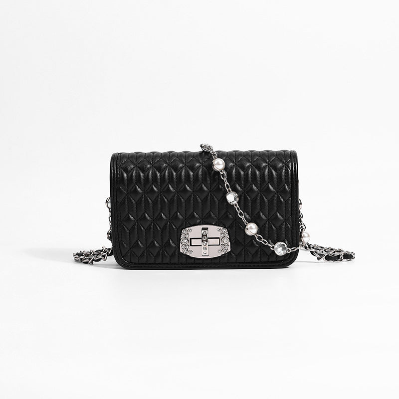 Simple female bag trendy embroidery purse with diamond chain single shoulder purse crossbody - SJB-DIAMOND ELITES