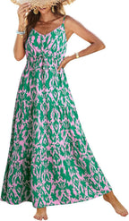 Summer Dress Casual Women's Bohemian Sleeveless Print Long Layered Long Dress Beach Dress