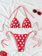 Hemming contrasting print strap sexy bikini split swimsuit Batwing Short Sleeve Shirt W Plants Print