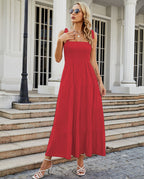 Sleeveless Floral Print Long Suspender Dress - Spice Girl Inspired A-Line Sundress for Tea Party & Casual Wear