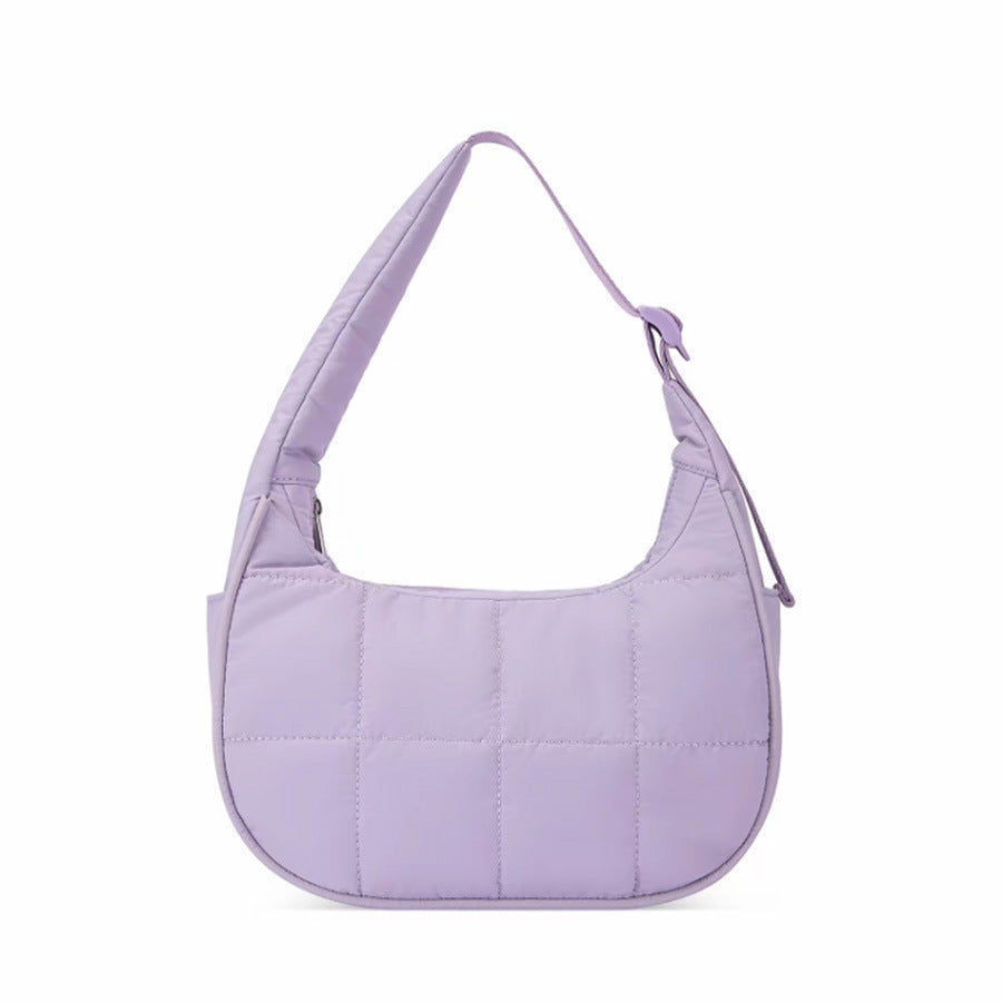 Nylon bag large capacity women's armpit bag, down bag versatile shoulder bag, solid color silk cotton handbag, puffer bag hobo - SJB-DIAMOND ELITES