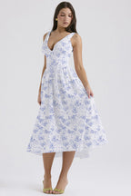 Summer Slim Suspender Long Dress Fashion Printed V-Neck Temperament Dress