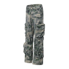 Dimensional Patch Pocket Wide Leg Tie-dye Camouflage Large Pocket Overalls Men Lootquake LLC