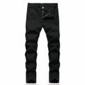 Men's Black Elastic Straight Jeans Lootquake LLC