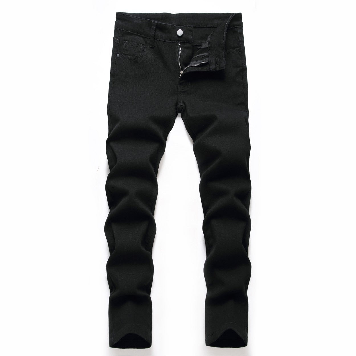 Men's Black Elastic Straight Jeans Lootquake LLC