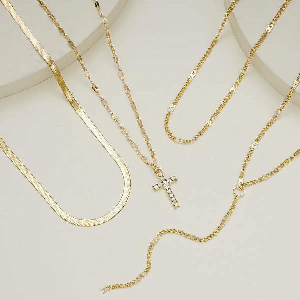Fashion Special-interest Vintage Cross Pendant Clavicle Chain Multi-layer