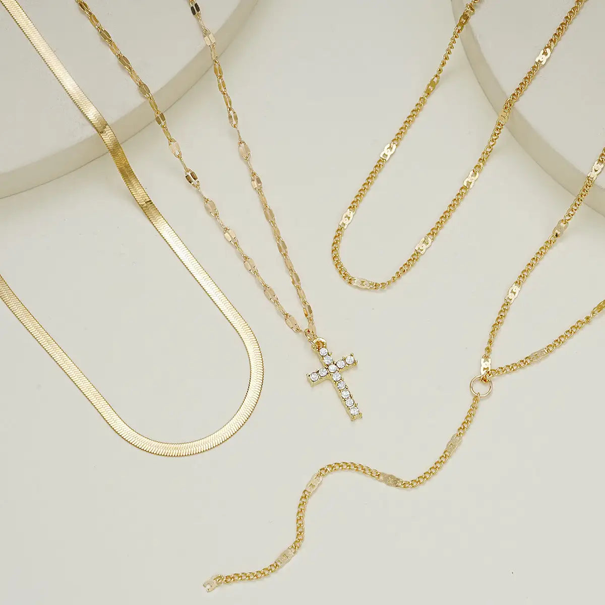 Fashion Special-interest Vintage Cross Pendant Clavicle Chain Multi-layer