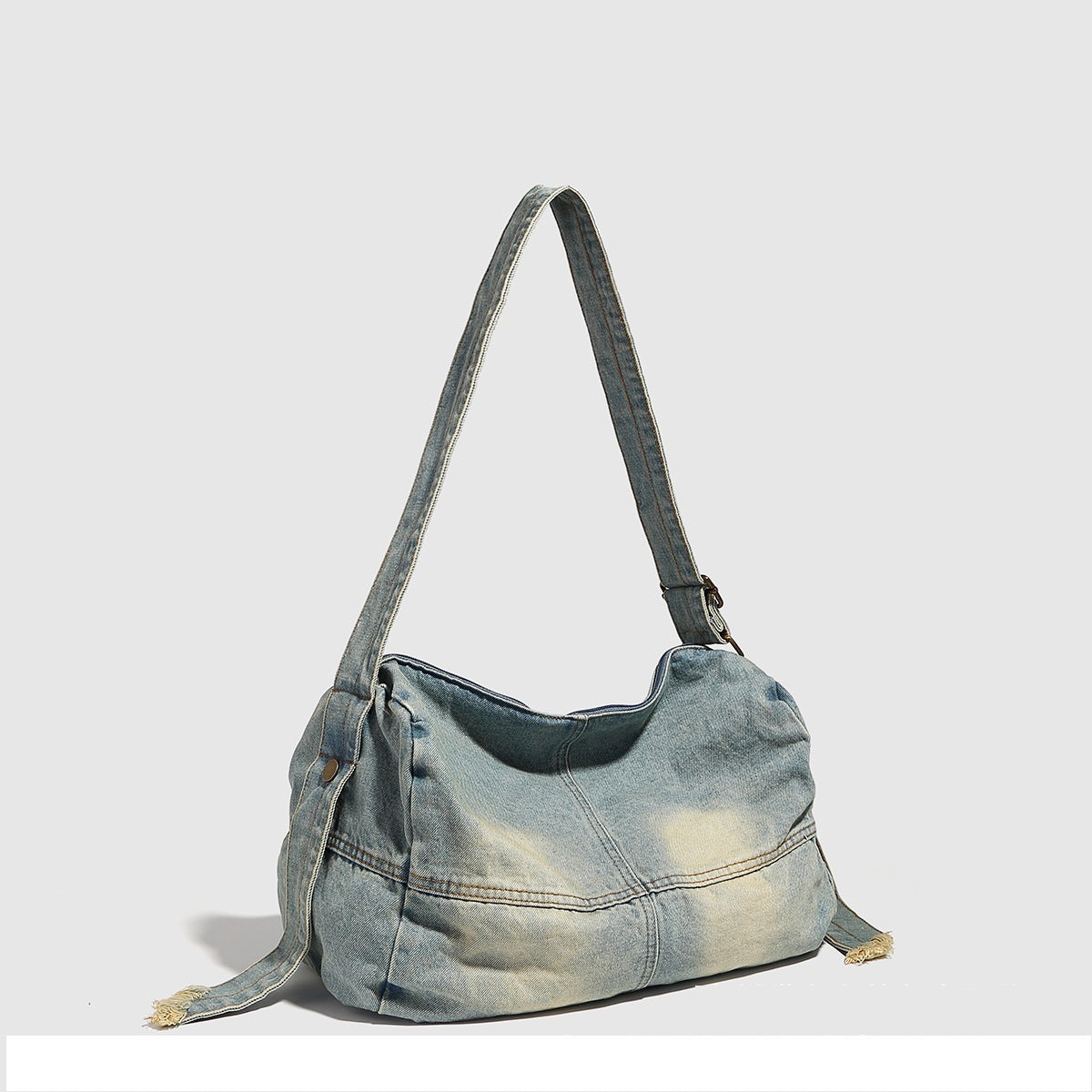 Washed old denim hobo bag, large capacity hobo shoulder bag, sweet cool babes underarm Retro denim shoulder bag - SJB-DIAMOND ELITES