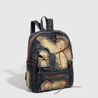 Washed denim retro backpack, design bow backpack pusre, Spice girl large capacity purse backpack - SJB-DIAMOND ELITES