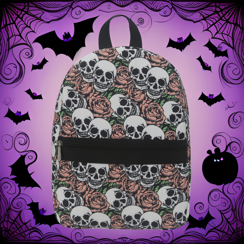 Skull rose pattern print backpack, waterproof nylon backpack purse lightweight - SJB-DIAMOND ELITES