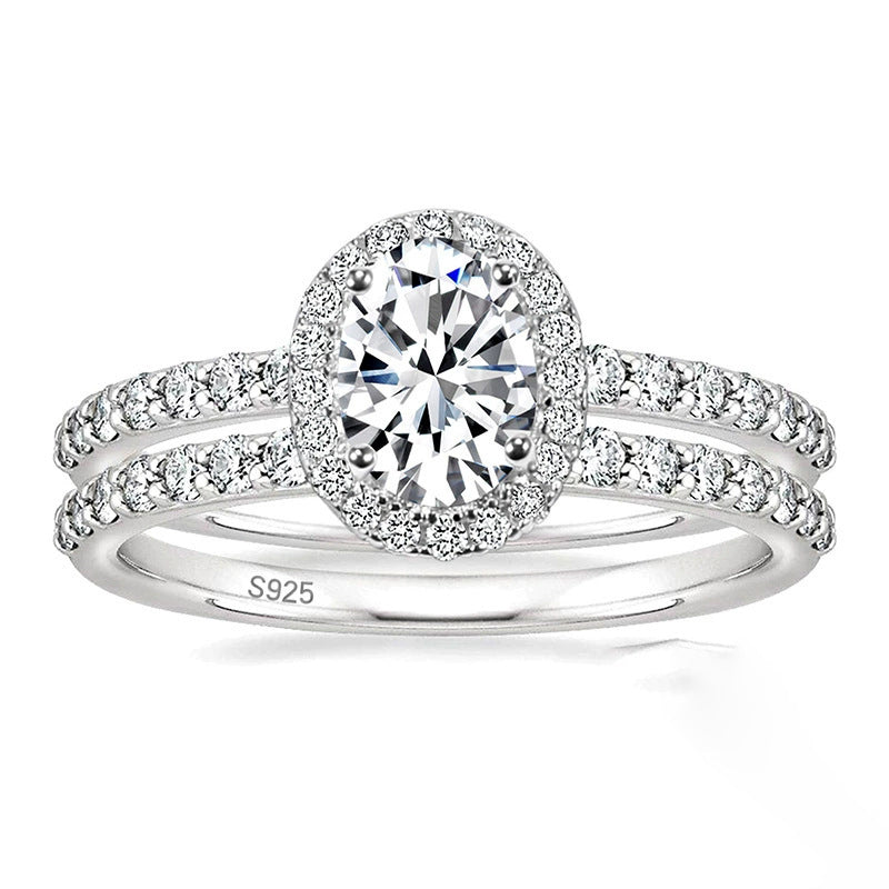 Silver Inlaid Zircon Princess Ring Pi-Mart
