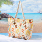 Printed beach bag, large capacity casual shoulder tote bag, simple fashion summer travel tote bag lightweight - SJB-DIAMOND ELITES