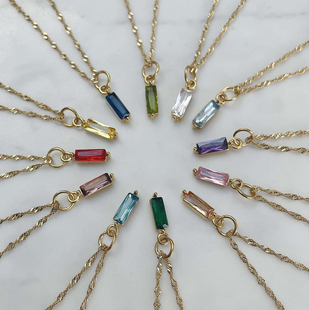 Color Twelve Birthstone Necklace Electroplating Pi-Mart