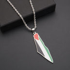 MAC100 Stainless Steel Vintage keffiyeh Palestine Map Pendant Necklace - SJB-DIAMOND ELITES