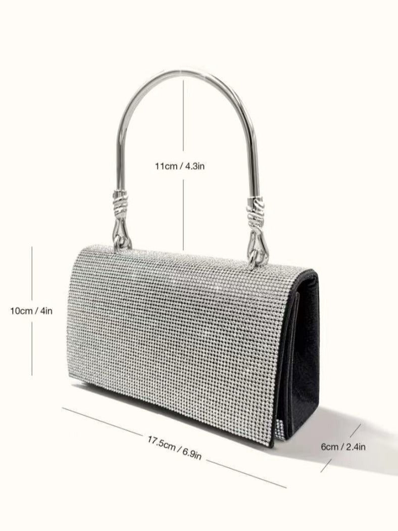 Rhinestone Evening Bag Wedding Birthday Banquet Party Purse Silver Shiny Banquet Clutch Bag Party Prom - SJB-DIAMOND ELITES