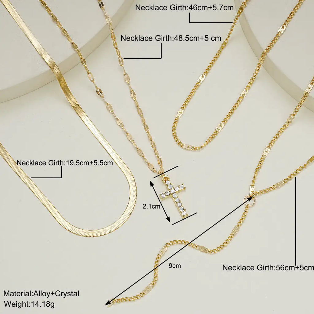 Fashion Special-interest Vintage Cross Pendant Clavicle Chain Multi-layer