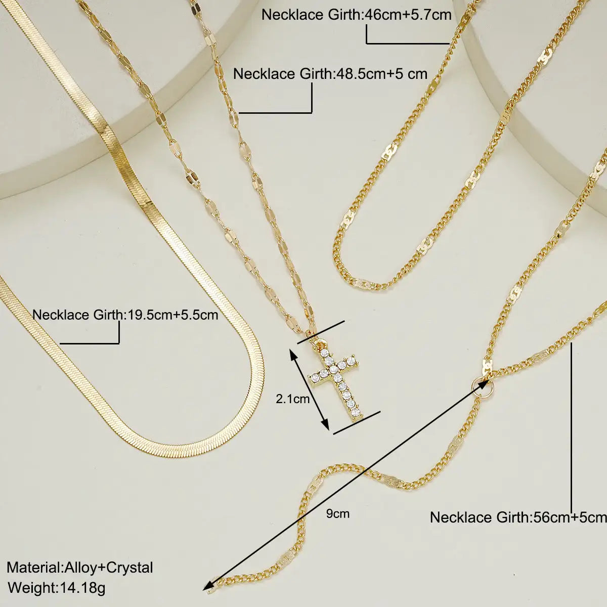 Fashion Special-interest Vintage Cross Pendant Clavicle Chain Multi-layer