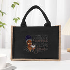 Cotton and linen canvas tote bag, printed letter tote bag, portable light handbag, gift shopping bag - SJB-DIAMOND ELITES