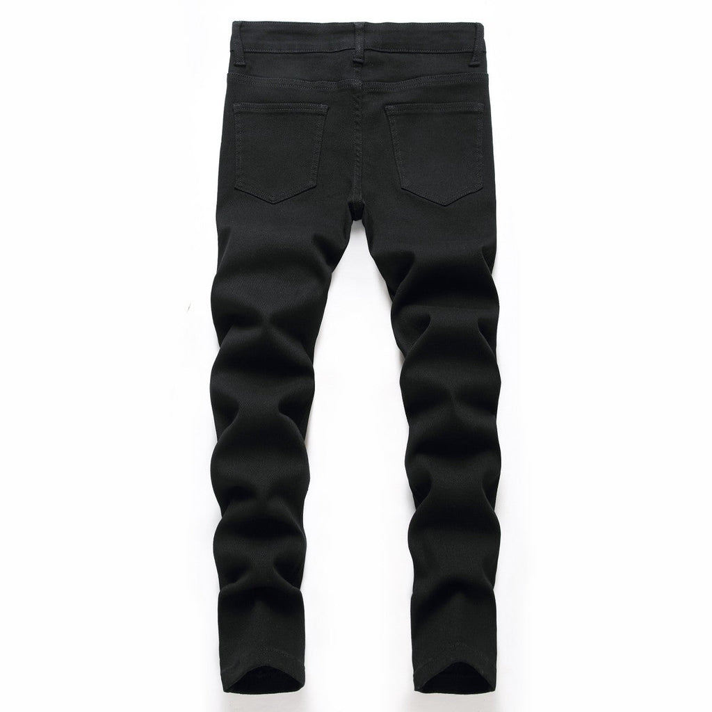 Men's Black Elastic Straight Jeans Lootquake LLC