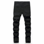 Men's Black Elastic Straight Jeans Lootquake LLC